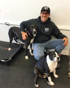 Eric Smith with two dogs